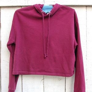 Burgundy H&M cropped hoodie